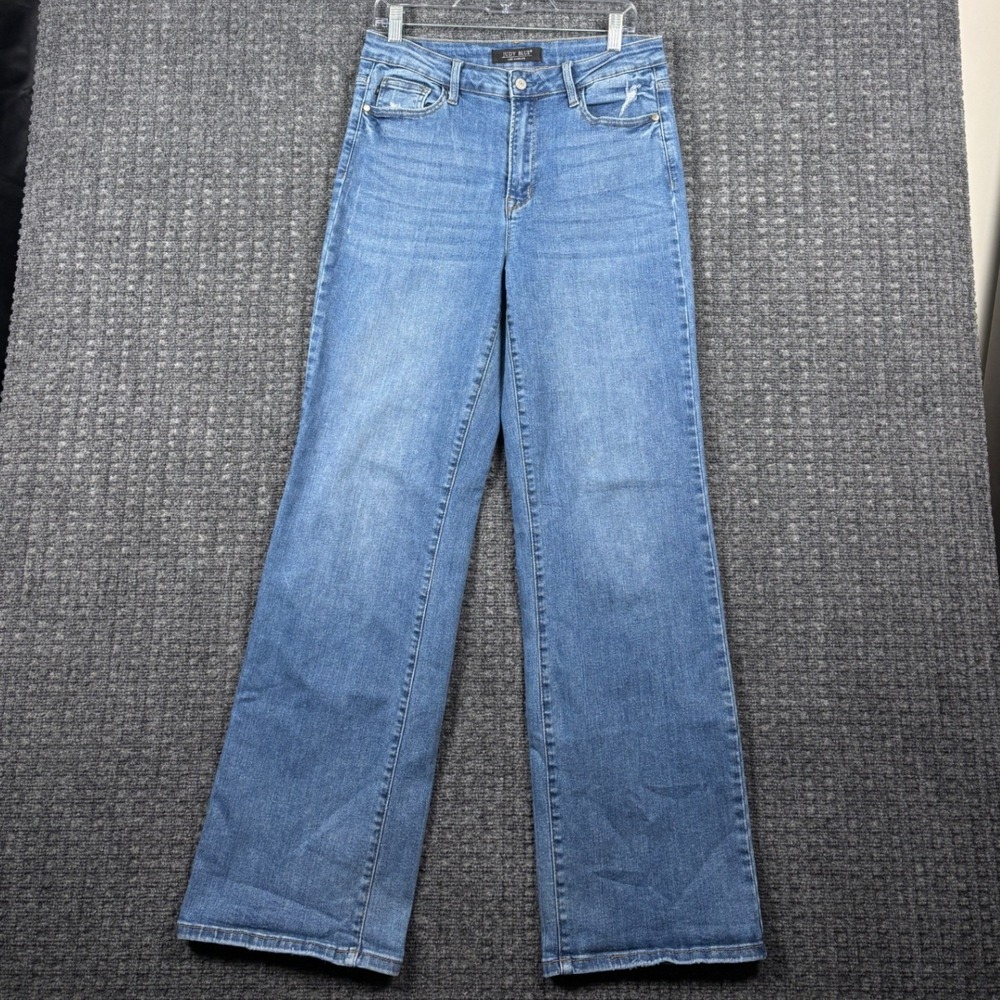 Judy Blue JB88354 MD Wide Leg High Rise Stretch Denim Jeans 30 Medium Wash Blue